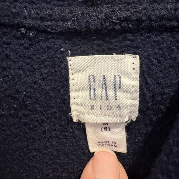 GAP Kids Hoodie Youth Medium 8 Navy Blue Galaxy Logo Pullover Sweatshirt Fleece - Picture 2 of 12